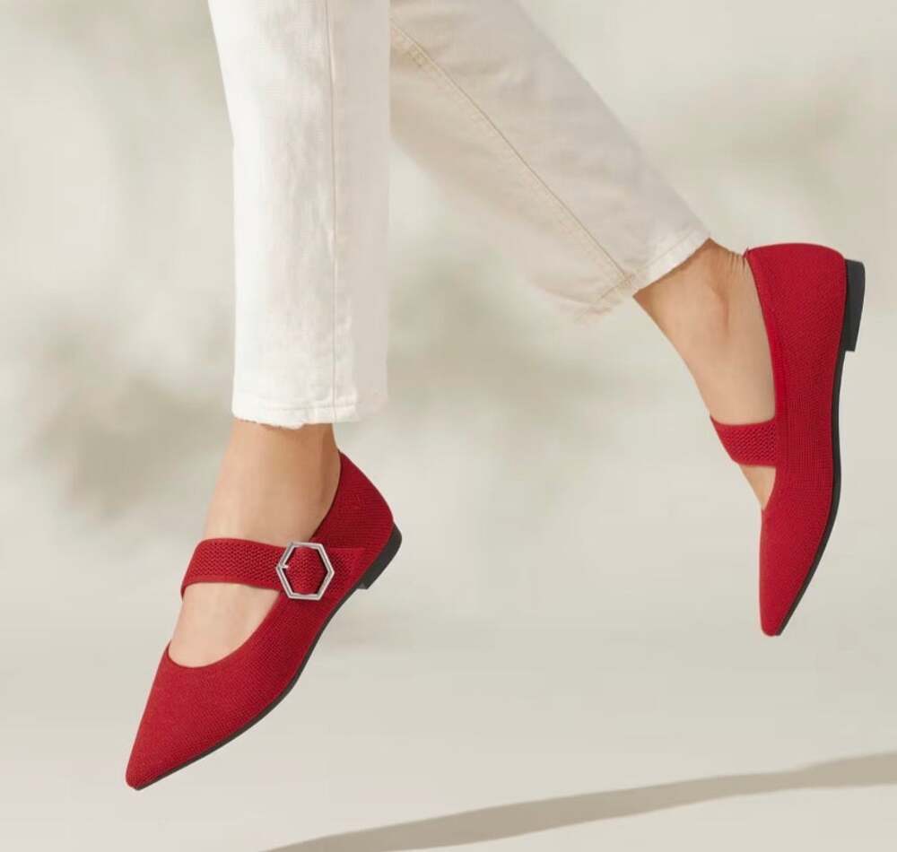 Vivaia Maria Pointed-toe Mary-Jane Flats (Ruby Red) size 12